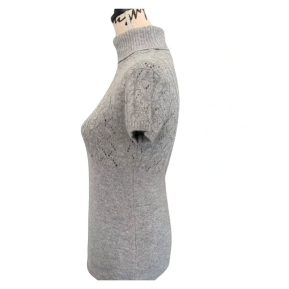 Michael Kors Gray Turtleneck Short Sleeve Sweater Size Petite - Picture 3 of 6